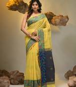Yellow tissue handwoven soft saree