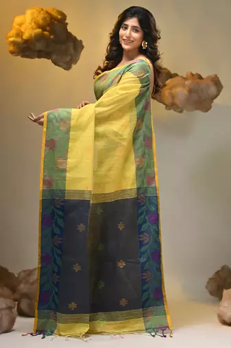 Yellow tissue handwoven soft saree