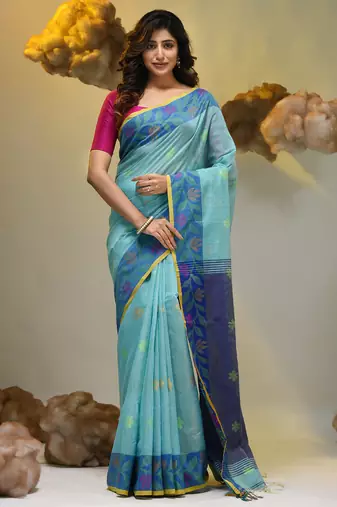 Sky blue tissue handwoven soft saree