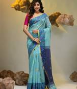 Sky blue tissue handwoven soft saree