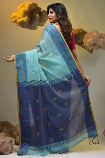 Sky blue tissue handwoven soft saree