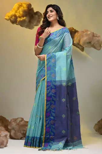 Sky blue tissue handwoven soft saree