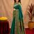 Teal green soft silk blend banarasi jacuard work pethani saree with unstitched blouse piece