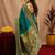 Teal green soft silk blend banarasi jacuard work pethani saree with unstitched blouse piece