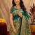 Teal green soft silk blend banarasi jacuard work pethani saree with unstitched blouse piece