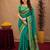 Teal green soft silk blend banarasi jacuard work pethani saree with unstitched blouse piece