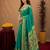 Teal green soft silk blend banarasi jacuard work pethani saree with unstitched blouse piece