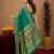 Teal green soft silk blend banarasi jacuard work pethani saree with unstitched blouse piece