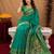 Teal green soft silk blend banarasi jacuard work pethani saree with unstitched blouse piece