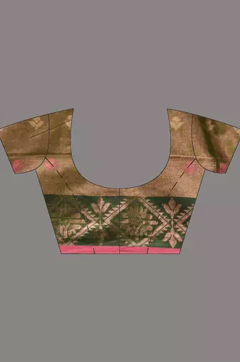 Sap green tissue handwoven soft saree with texture designs