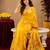 Yellow soft silk blend banarasi jacuard work pethani saree with unstitched blouse piece