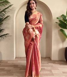 pink coloer Zari All Over Pichwai Pattern Tilak Butti Motifs tissue saree