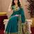 Teal blue soft silk blend banarasi jacuard work pethani saree with unstitched blouse piece