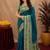 Teal blue soft silk blend banarasi jacuard work pethani saree with unstitched blouse piece