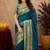 Teal blue soft silk blend banarasi jacuard work pethani saree with unstitched blouse piece