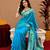 Turquoise soft silk blend banarasi jacuard work pethani saree with unstitched blouse piece