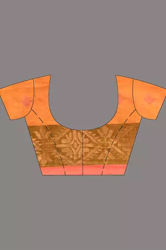 Orange tissue handwoven soft saree with texture designs