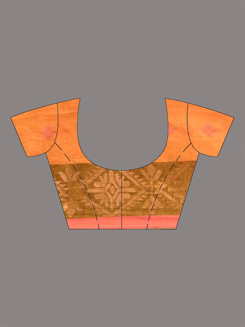 Orange tissue handwoven soft saree with texture designs