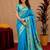 Turquoise soft silk blend banarasi jacuard work pethani saree with unstitched blouse piece