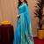 Turquoise soft silk blend banarasi jacuard work pethani saree with unstitched blouse piece