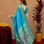 Turquoise soft silk blend banarasi jacuard work pethani saree with unstitched blouse piece