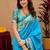 Turquoise soft silk blend banarasi jacuard work pethani saree with unstitched blouse piece