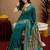 Teal blue soft silk blend banarasi jacuard work pethani saree with unstitched blouse piece