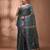 Teal coloured handwoven tissue saree with woven design