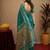 Teal blue soft silk blend banarasi jacuard work pethani saree with unstitched blouse piece