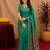 Teal green soft silk blend banarasi jacuard work pethani saree with unstitched blouse piece