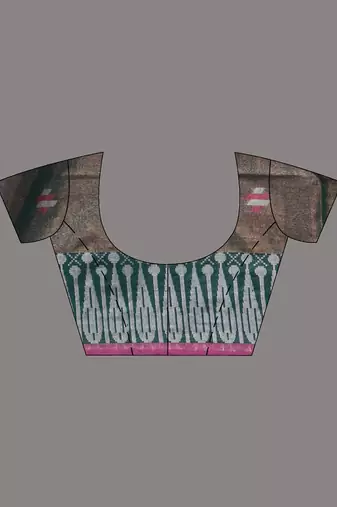 Teal coloured handwoven tissue saree with woven design