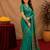 Teal green soft silk blend banarasi jacuard work pethani saree with unstitched blouse piece