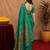 Teal green soft silk blend banarasi jacuard work pethani saree with unstitched blouse piece