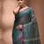 Teal coloured handwoven tissue saree with woven design
