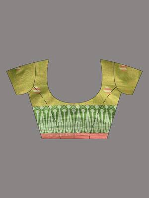 Light green coloured handwoven tissue saree with woven design 4