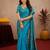 Turquoise soft silk blend banarasi jacuard work pethani saree with unstitched blouse piece