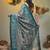 Teal tissue handwoven saree with jamdani borders