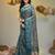 Teal tissue handwoven saree with jamdani borders