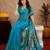 Turquoise soft silk blend banarasi jacuard work pethani saree with unstitched blouse piece