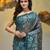 Teal tissue handwoven saree with jamdani borders