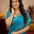 Turquoise soft silk blend banarasi jacuard work pethani saree with unstitched blouse piece