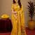 Yellow soft silk blend banarasi jacuard work pethani saree with unstitched blouse piece