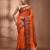 Orangetissue handwoven saree with jamdani borders