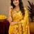 Yellow soft silk blend banarasi jacuard work pethani saree with unstitched blouse piece