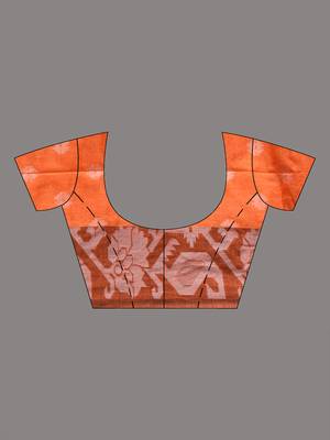 Orangetissue handwoven saree with jamdani borders 4