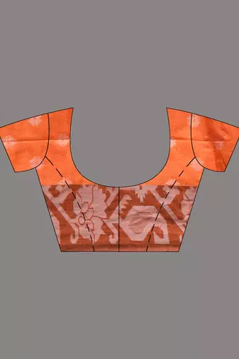 Orangetissue handwoven saree with jamdani borders