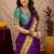 Purple soft silk blend banarasi jacuard work pethani saree with unstitched blouse piece