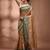 Beige tissue handwoven saree with jamdani borders