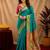 Teal green soft silk blend banarasi jacuard work pethani saree with unstitched blouse piece