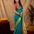 Teal green soft silk blend banarasi jacuard work pethani saree with unstitched blouse piece